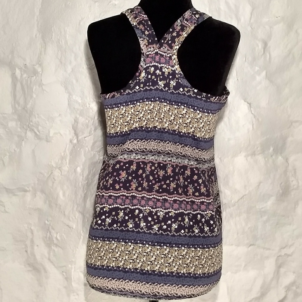 Bejewel floral striped racerback tank size S - Picture 3 of 7